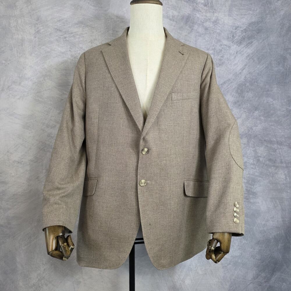 Joe Joseph Abboud Blazer Mens 48 Regular Tan Slim Fit Elbow Patch Sport Coat